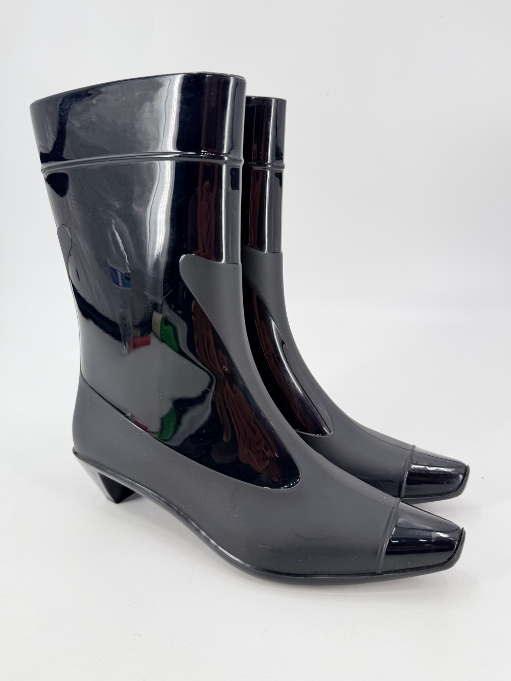 Jeffery Campbell Pointed Toe Kitten Heel Rubber Rain Boots US 7 EUR 38